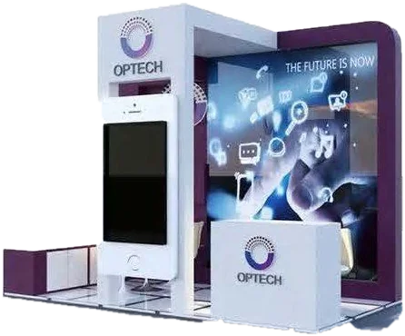 3D render of the Optech exhibition booth